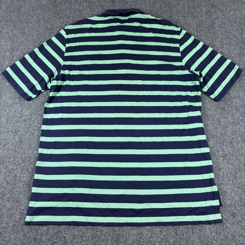 Polo‎ Ralph Lauren Mens Shirt Large Green Striped Golf Polo Outdoor Cotton Pony